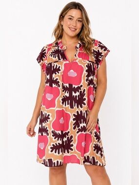 CROSBY by Mollie Burch Pink Floral Short-Sleeve Swim Cover-Up